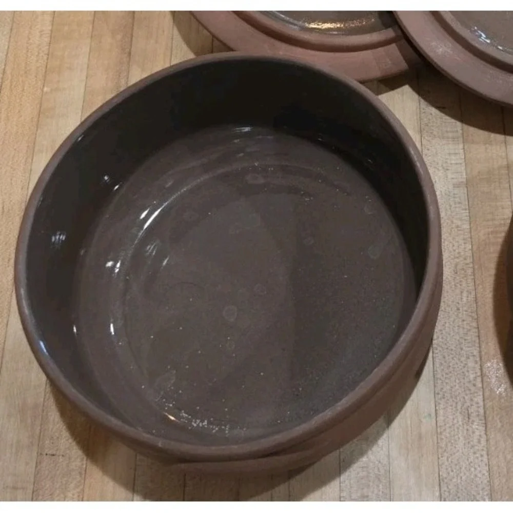 Lot 2 Crate & Barrel Terracotta Covered Casserole Dish Cottagecore Rustic Tuscan